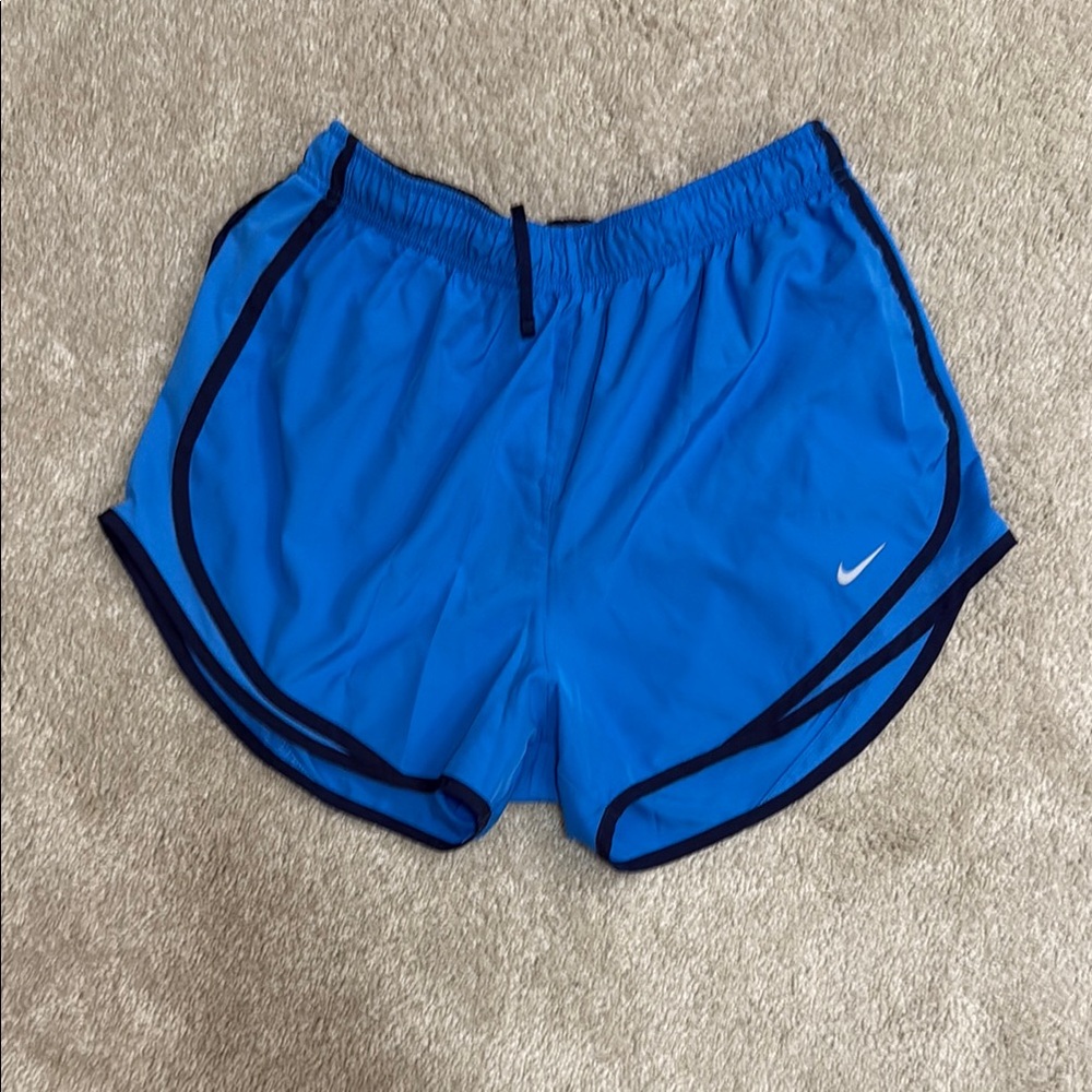 Nike Blue Athletic Shorts with Curved Hem